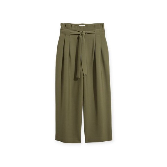 Belted Wide-Leg Palazzo Pants in Olive by H&M - Picture 2 of 11